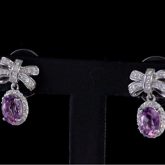 Moroccan Rose and Moissanite 2.00 ctw Love Bow Earrings - Picture 7 of 8